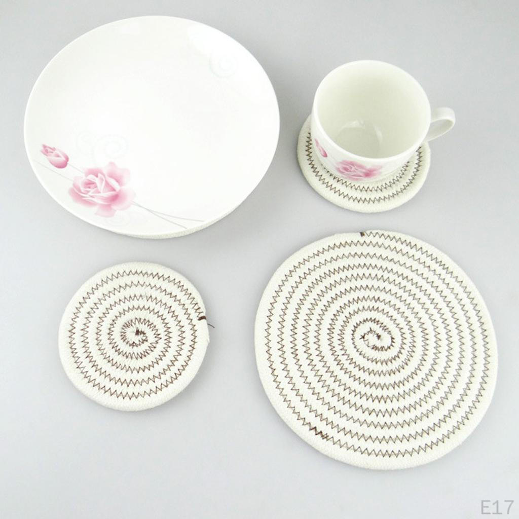 11cm 4.3 '' Table Mat Braided Cotton Round Rug Carpet Cut Kitchen Accessories