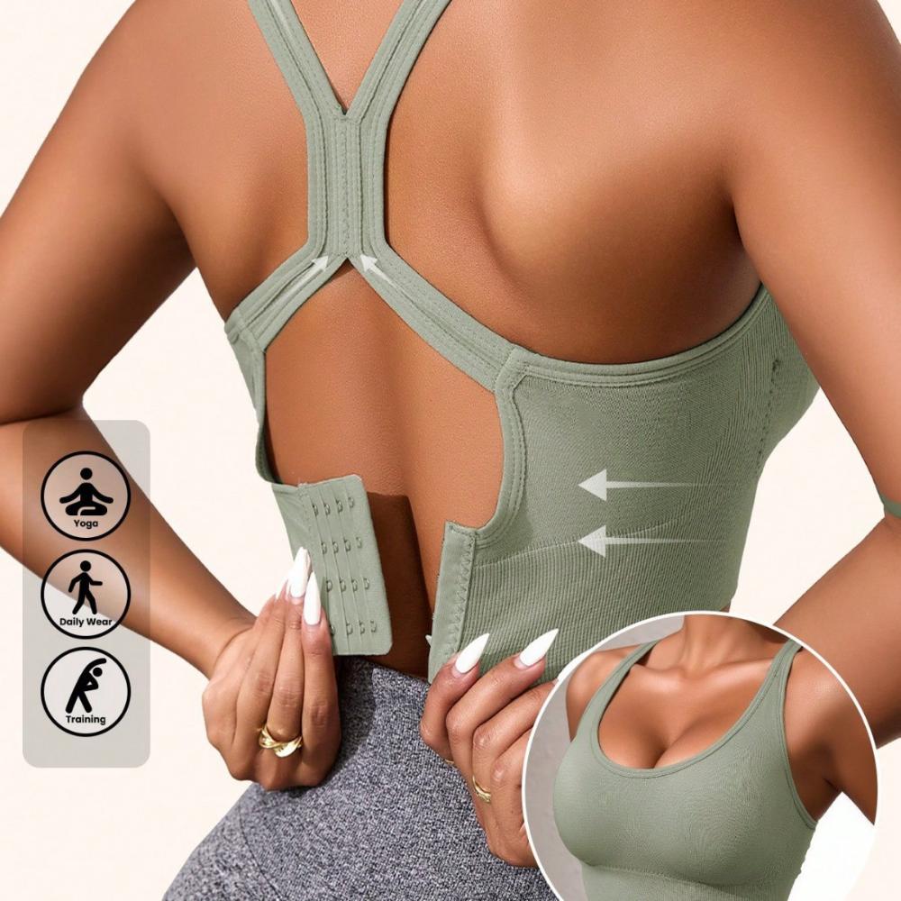 

Жіночий спортивний бюстгальтер для тренувань Push Up Seamless Sexy Fast Dry Йога Фітнес Знімні прокладки Протиударна спина для бігу Wire Free X Shape Back 2XL зелений