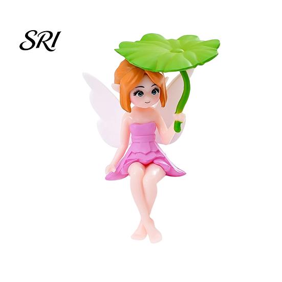 Fairy Garden Decor Miniature Figurines Little Girls Ornaments with Lotus Leaf for Small Decoration Flower Pot Moss Landscapes Home Desk Shelf Car
