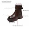 Women's Thick-Soled Leather Chelsea Boots – Autumn/Winter British Style with Round Toe and Buckle detailing.