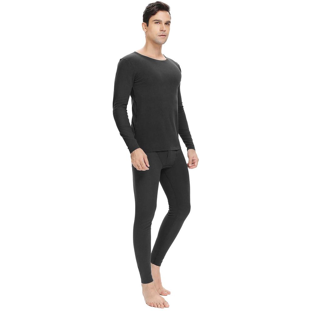 Sillictor Warm Innerwear Heattech Long Sleeve Shirt with Front Opening and Long Winter Size M Set, Fleece-Lined Tights, Insulation, DRTZqyk, Black,