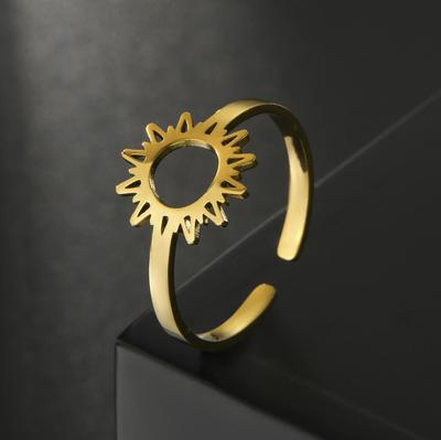 Titanium Steel Open Sun Design Hollow Ring Unisex Adjustable Finger Jewelry