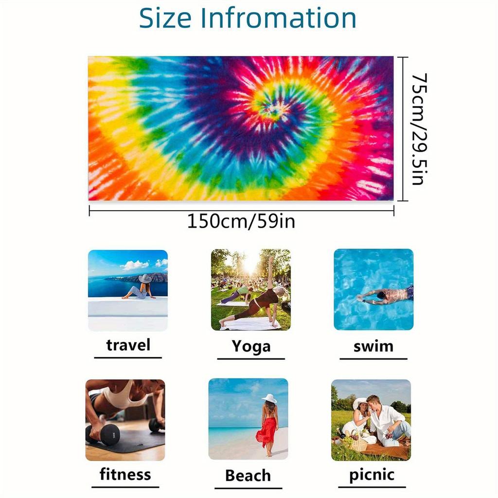 Vibrant Tattoo Art Beach Towel, Bold Graphic Design Quick-Dry Sand-Free Microfiber Bath Towel for Travel, Gym, Yoga and Swimming