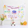Happy Birthday Hanging Cloth Background Cloth Cute Cartoon Children'S Party Arrangement Decorative Wall Cloth Same Style
