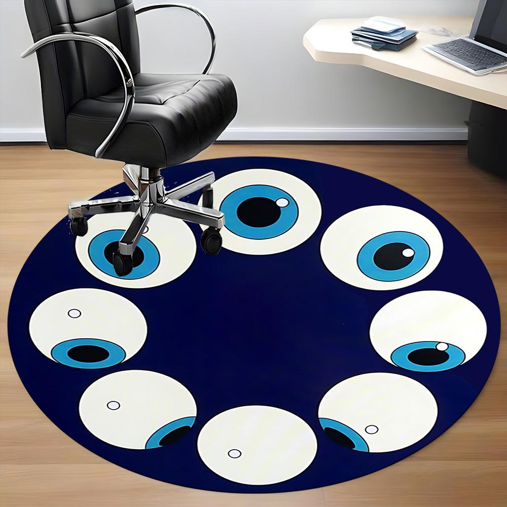 1pc Eyes Circle Office Round Area Rug, Under Office Chairs Bedroom Living Room Home Decor, Room Deco, Available In Various Sizes