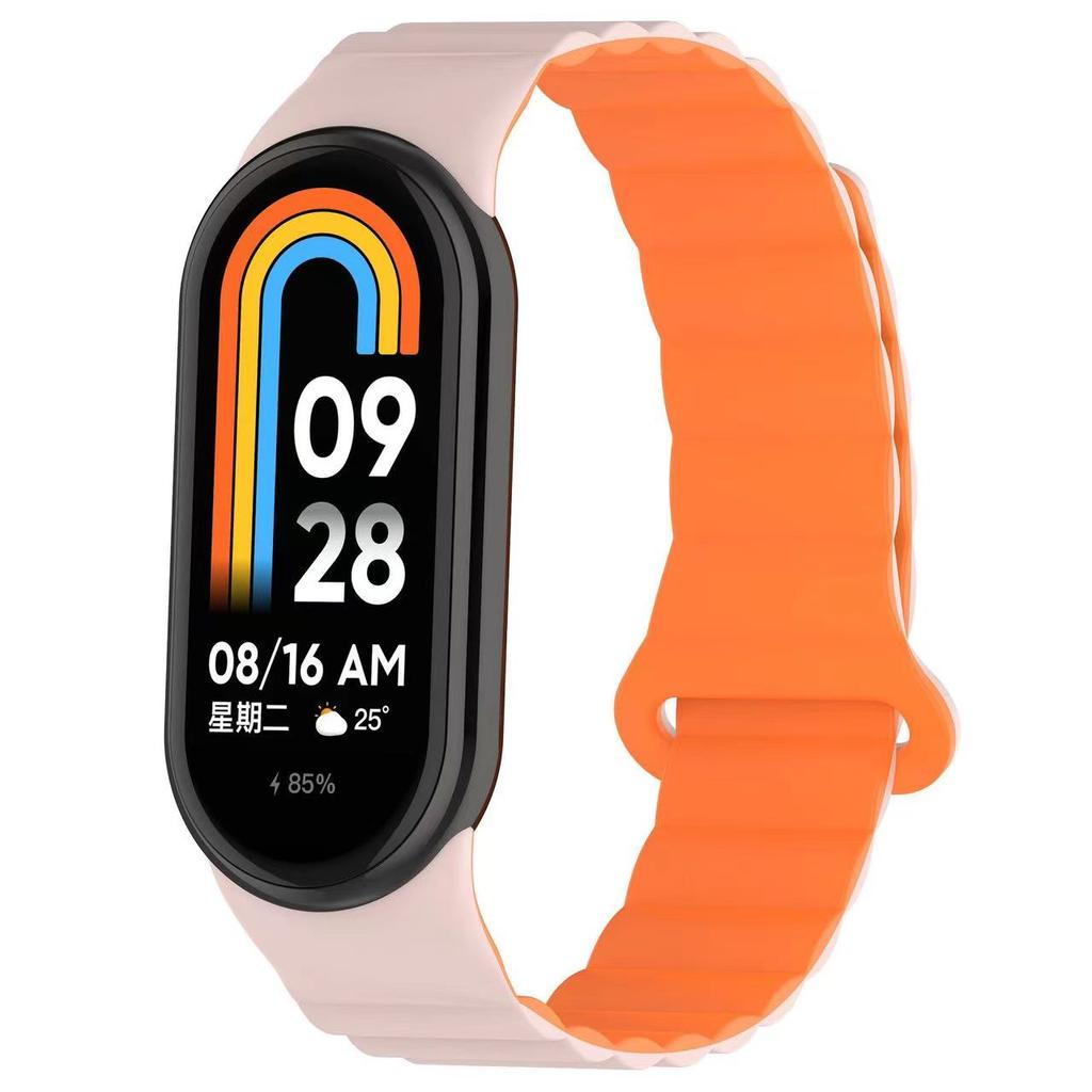 Magnetic Loop Silicone Strap For Xiao Mi Band 9 8 Sports Bracelet Double Color Wristband for Xiao Mi Band 10 Correa Accessorie