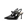 2024 Summer New Women's Sandals Patent Leather High Heels Footwear Elegant Slingback Pointed Stiletto Heels Party Lady Shoes
