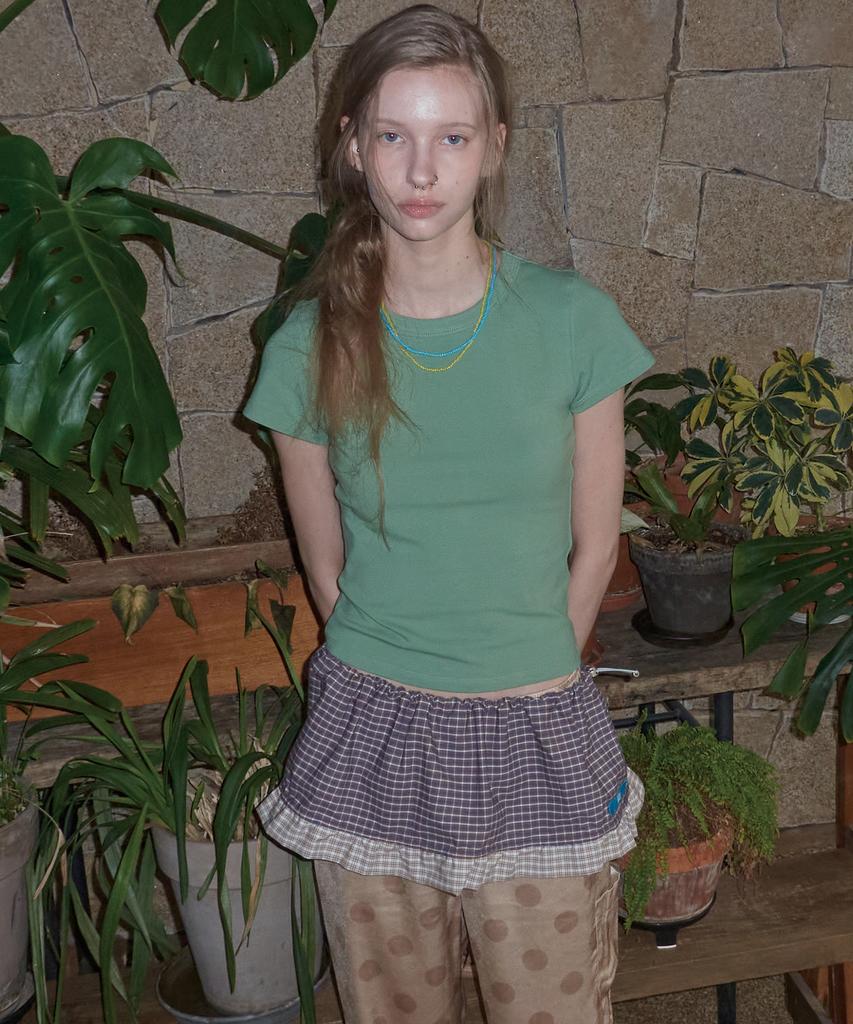Mejongkeulem Check Frill Layered Skirt_ Grape Purple