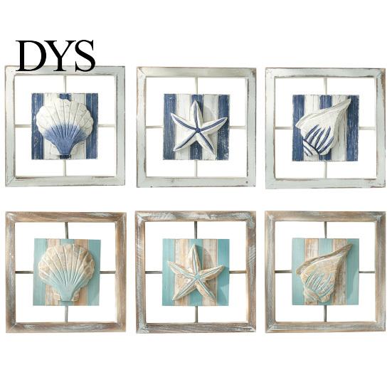 Mediterranean Style Home Decor 3D Beach Wooden Frame Wall Art, Coastal Starfish/Conch/Shell Decor, Ocean Hollow Relief Sculpture Inspired Mount
