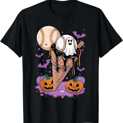 Honkbalknuppel IJshoorntje Sprinkles Druip, Honkbal Halloween T-shirt