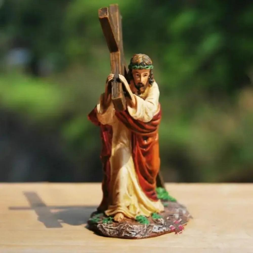 Handmade Jesus Cross Statue Realistic Catholic Religious Accessories Christ Figure Church Decor
