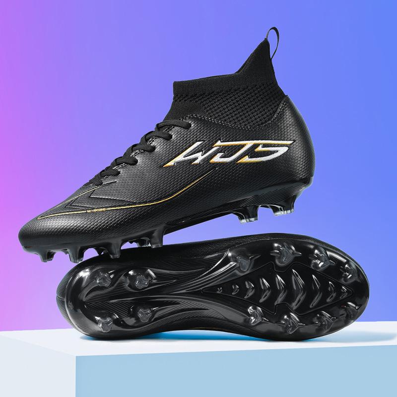 2025 new football shoes, men's and women's high-top youth students, spikes AG artificial grass training shoes