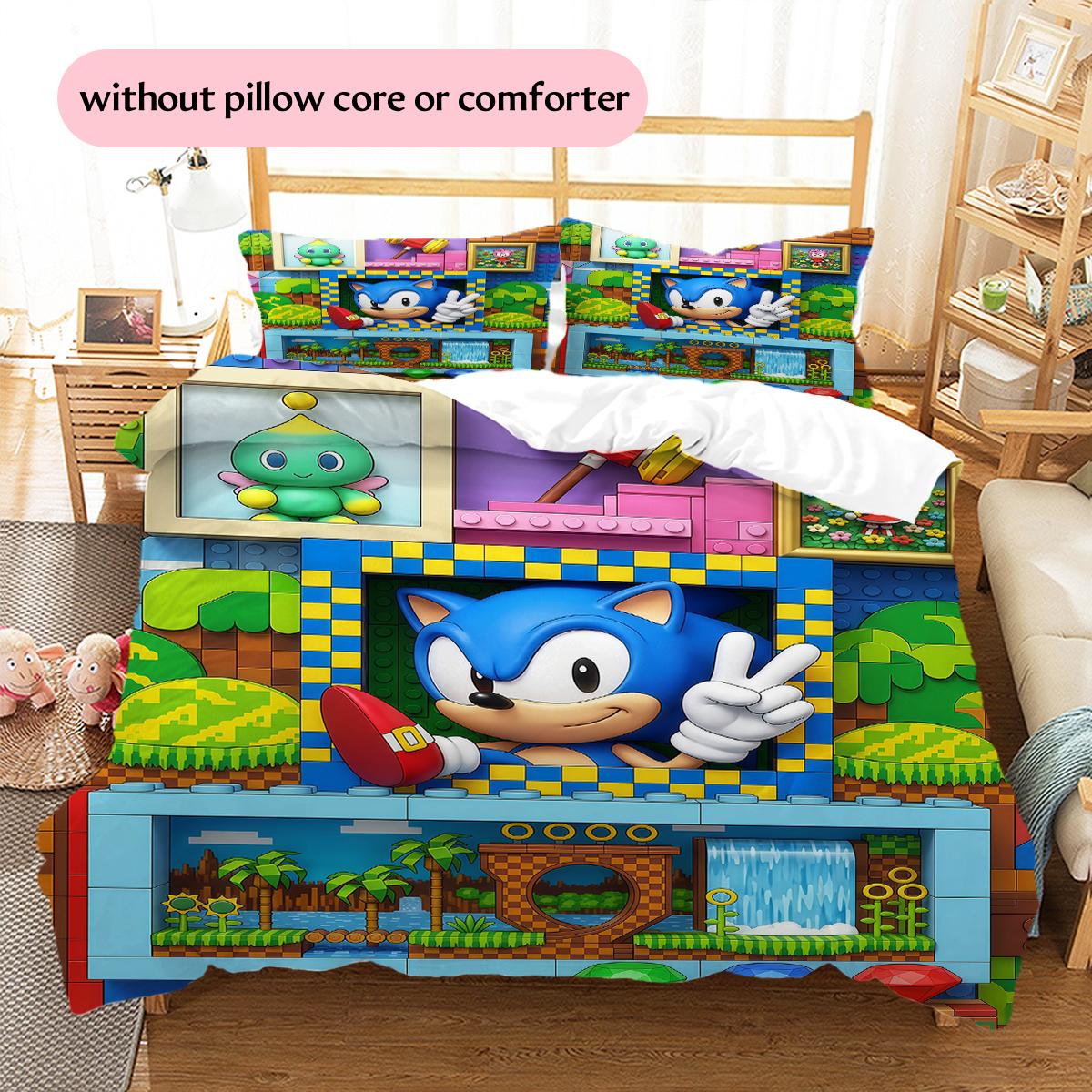 

Sonic Retro Level Pattern Bedding Home Decoration Festival Gift (1 * duvet cover + 2 * pillowcase, without core) 135x200cm