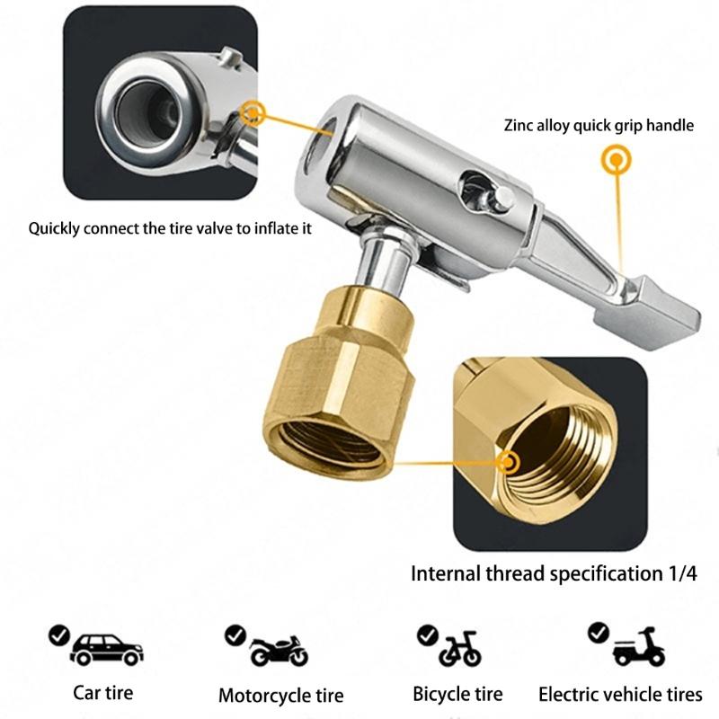 Heavy Duty Tire Inflation Chuck Alloy Air Valves Adapter with Leak Proof Seal for Truck Bus Double Wheel Vehicles