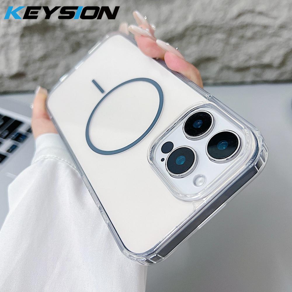 KEYSION HD Transparent Magnetic Wireless Charge Phone Case for MagSafe for iPhone 11 12 Pro Max Hard Clear Cover