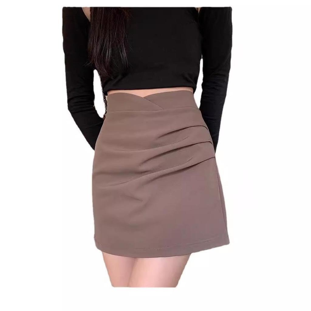 Women's High Waist Irregular Pleated Skirt - Slim, Versatile A-Line Skirt for Spring and Autumn