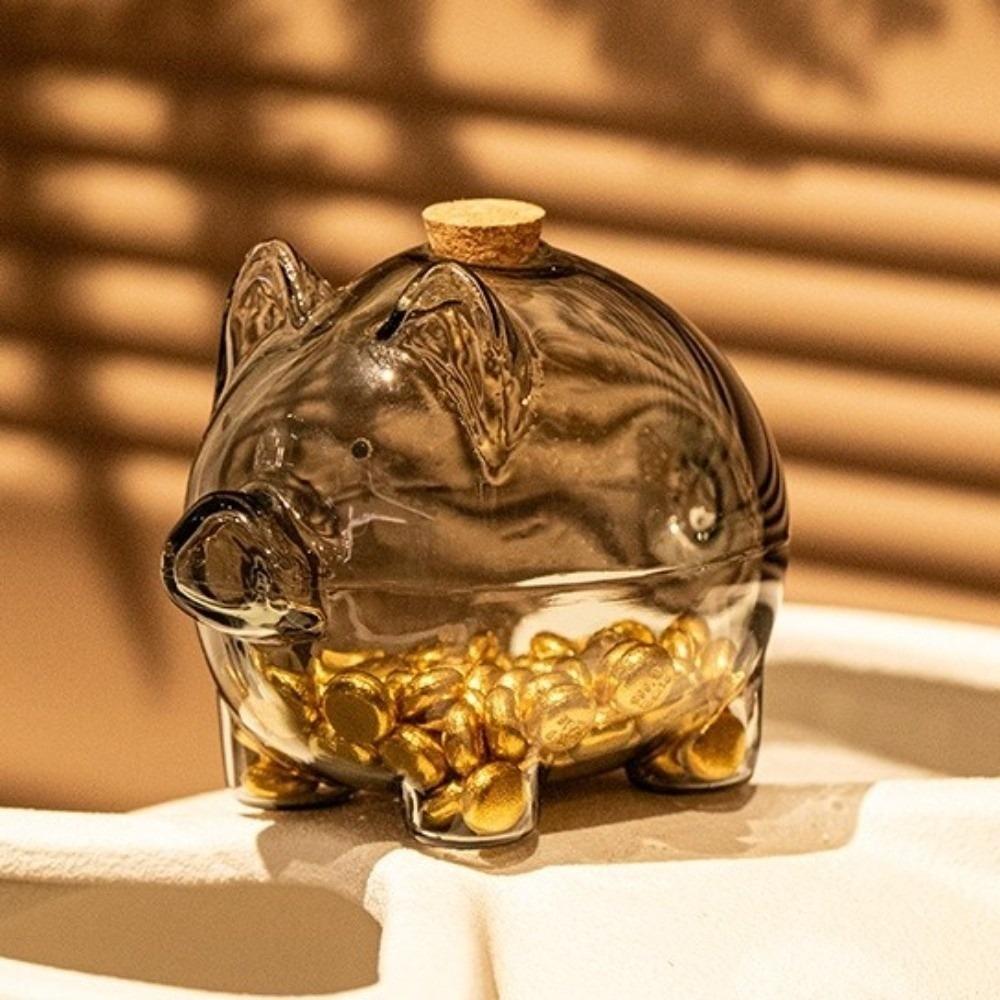 Cartoon Sparschwein Transparentes Glas Sparschwein Mehrzweck Münz Sparbox Kinder Sparen