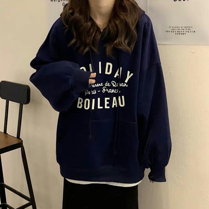 

Thin Hooded Sweatshirt for Women Trendy Autumn Clothing New Korean Loose Korean Version with Hoodie Internet Celebrity Women s Clothing M червоний