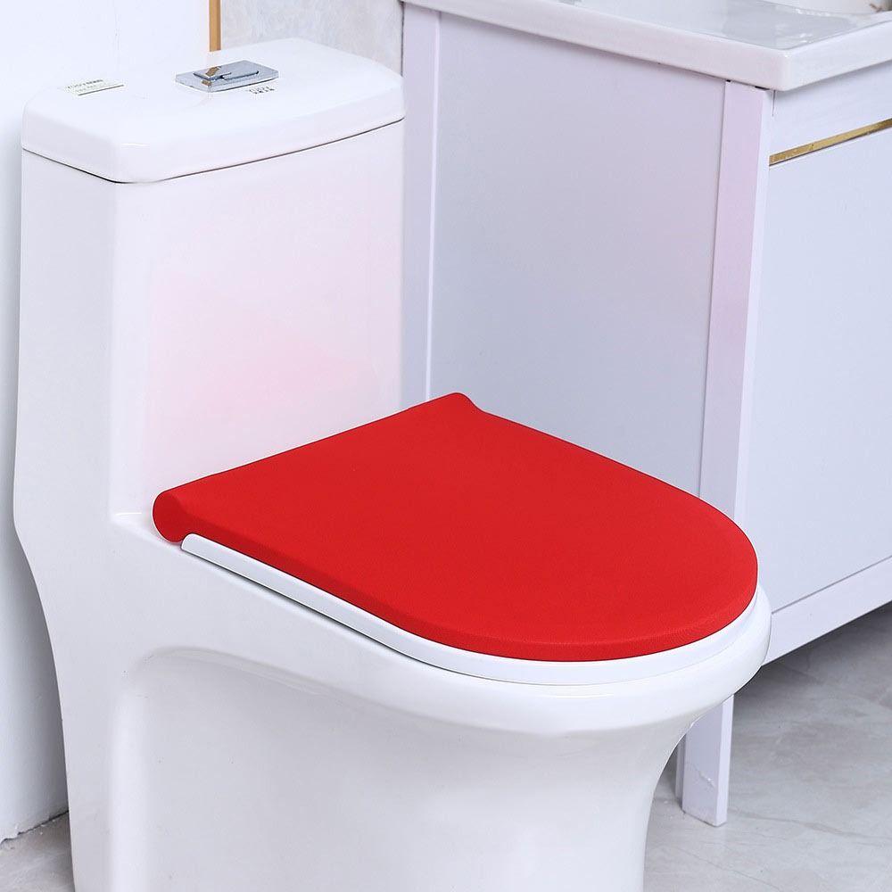 Soft Toilet Lid Cover Dustproof Solid Color Toilet Lid Protective Sleeves Washable Wear Resistant Stretch Toilet Seat Cover