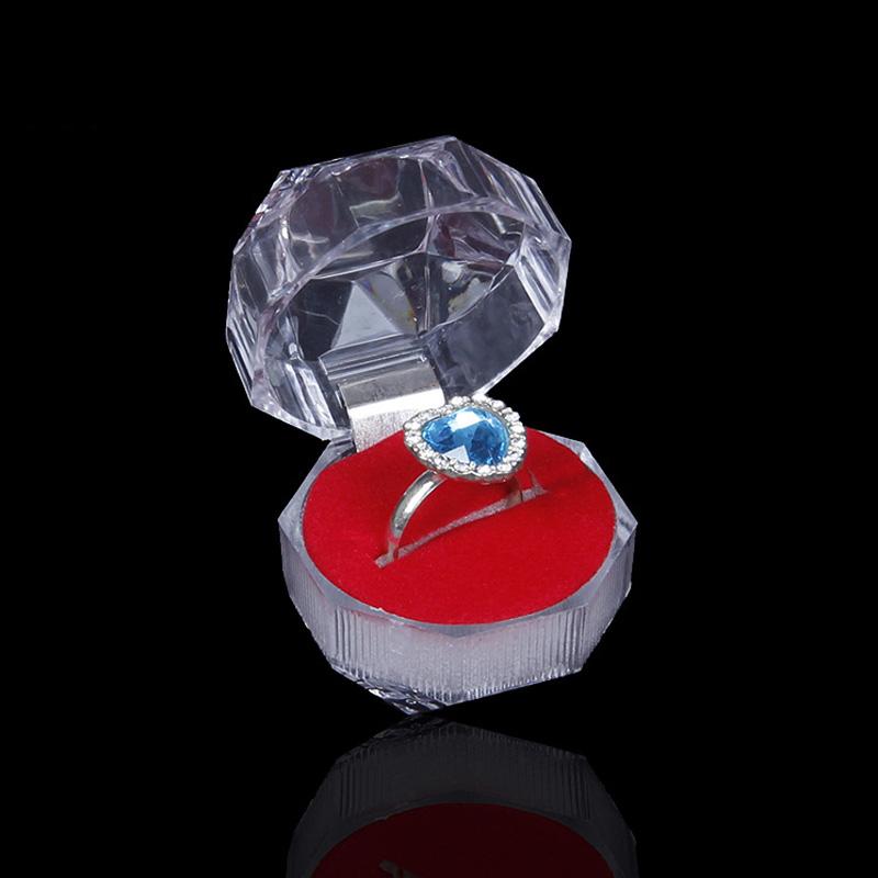 20PCS Acrylic Crystal Ring Boxes Storage Display Box Storage Organizer Case Clear Package Box for Wedding Jewelry Packaging