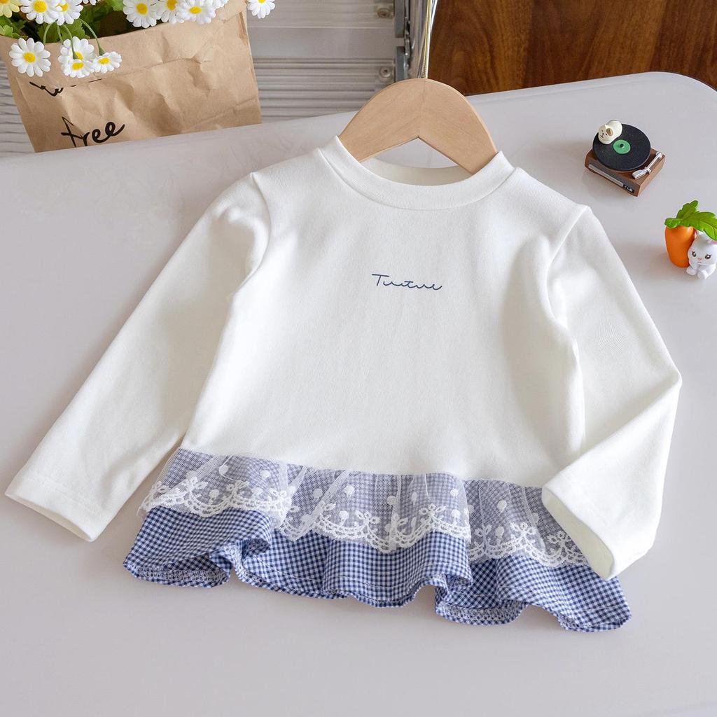 Girls' Striped Cotton Long-Sleeve Cartoon T-Shirt for Small & Medium Children - Spring/Autumn Bottoming Top