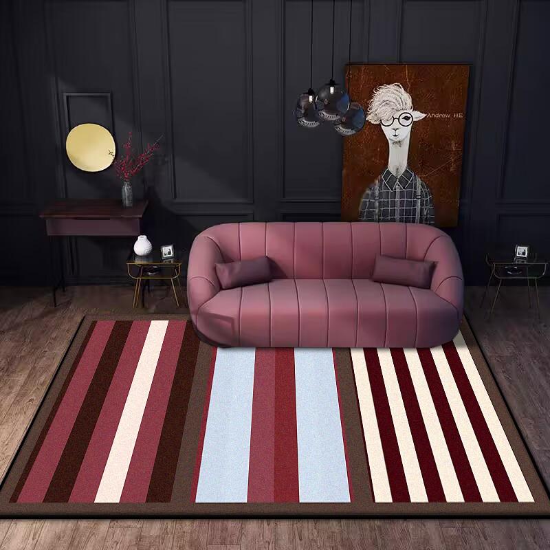 Jednoduchý pruhovaný koberec Moderní lehký luxus Velká plocha Koberečky pod pohovku do obývacího pokoje Severský dekor ložnice Koberec Domácí pokoj Plyšové koberce