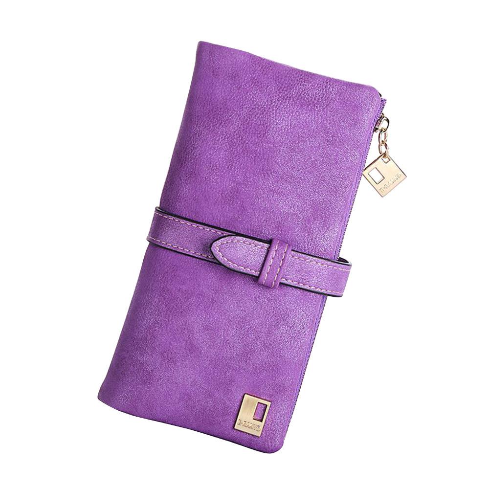 Drawstring Nubuck Leather Zipper Wallet