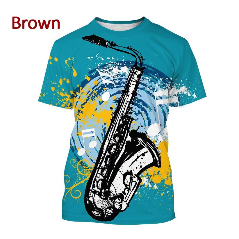 Men's Music Art Short-sleeved T Shirt 3D Printed New Jazz Musical Instrument Saxophone T Shirt Harajuku Style Streetwear Top