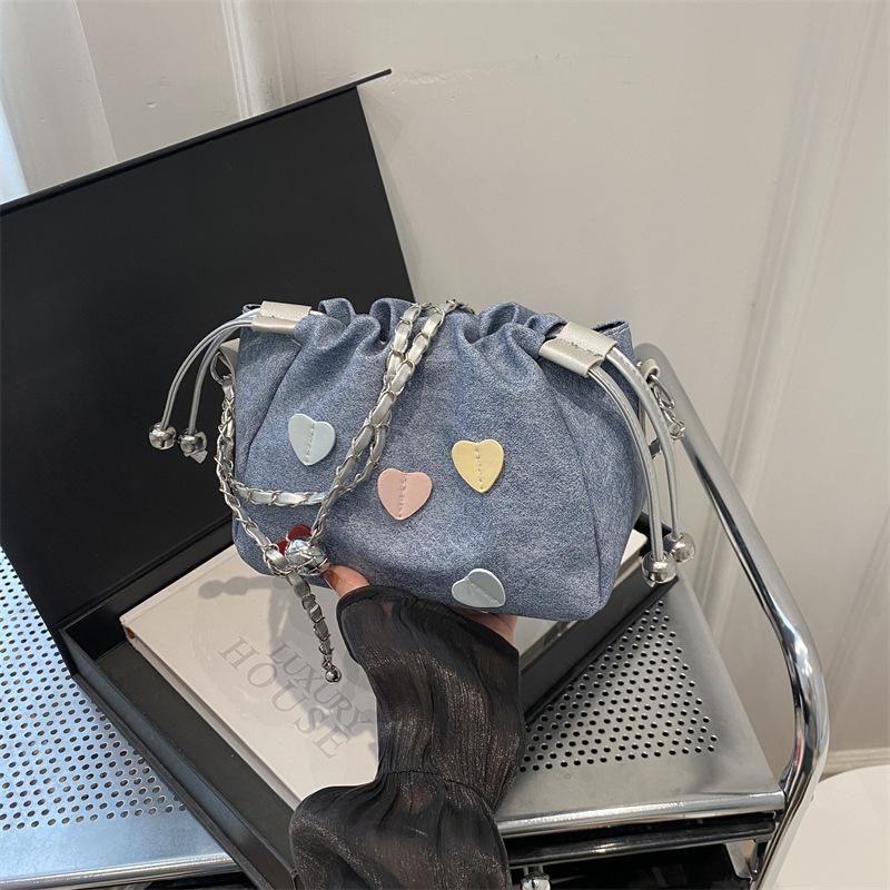 Faux Leather Bucket Bag for Women, Trendy Shell Shaped Shoulder Purse, Cute Love Lock Clutch Crossbody Bag