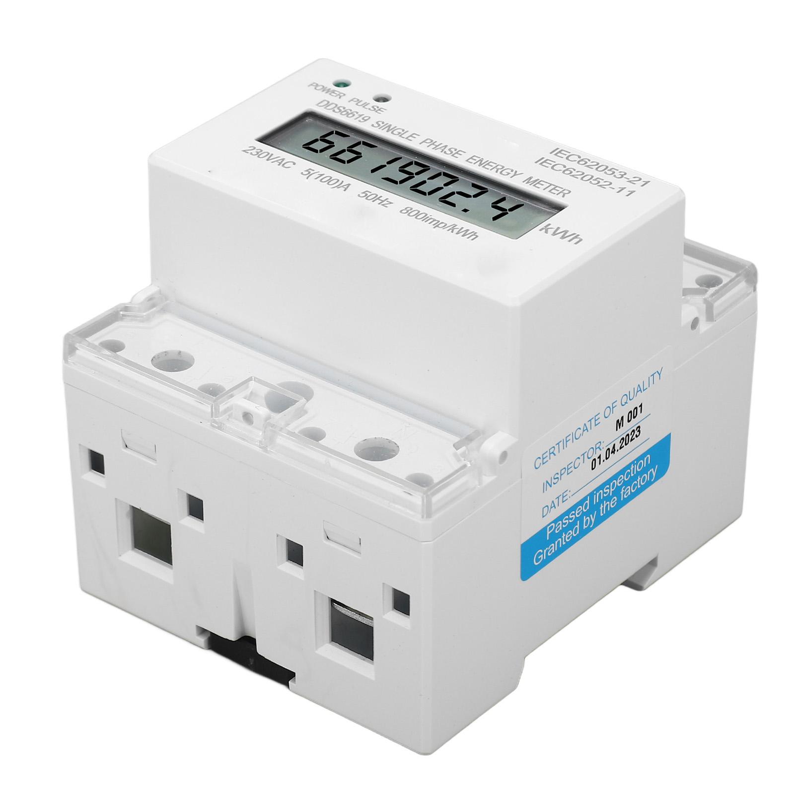 

Energy Meter DIN Rail Single Phase LCD Display Current KWh Electricity Meter for Home Hospital Hotel 230VAC 50Hz