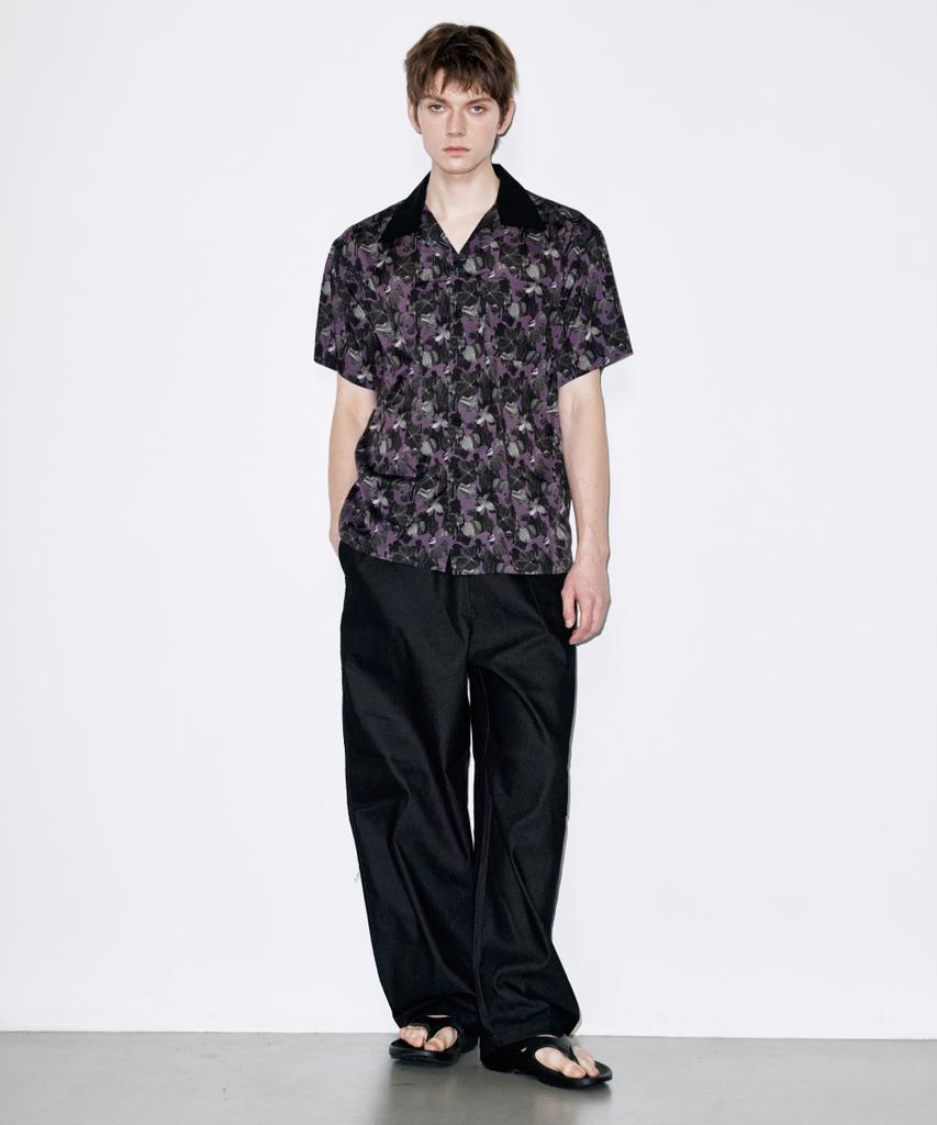 Koldeubeullaengkis Nocturnal Bloom Graphic Print Purple Short Sleeve Summer Shirt