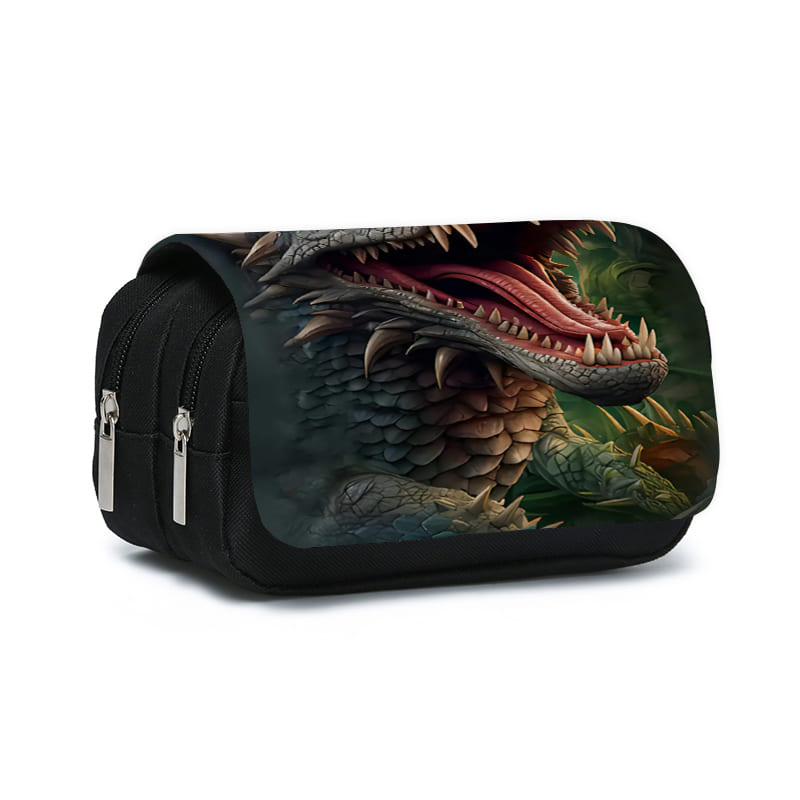 Dinosaur Print Double Layered Flip Pen Case for Boy and Girls Best Gifts 3D Cartoon School Supplies Pencil Bags for Children
