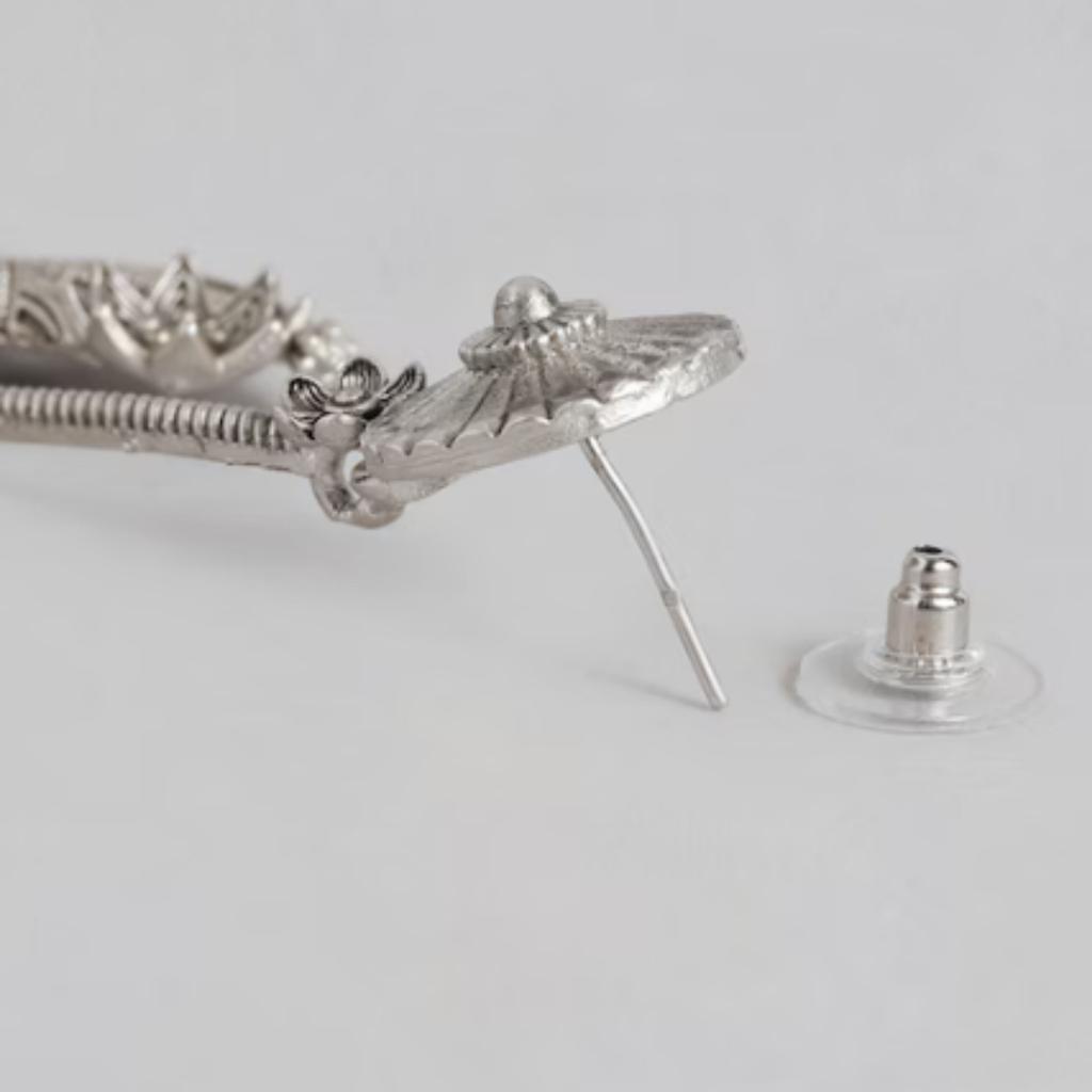 Oxidierte Silber polierte Ohrringe, Silberperlenschmuck, handgefertigte Ohrringe, Damen Mode Ohrringe