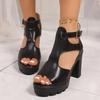 Women's Sandals Fashion Chunky Fish-mouth Sandal Ankle High-heeled Sandalias Non Slip Platform Sandals for Women Sandalias Mujer