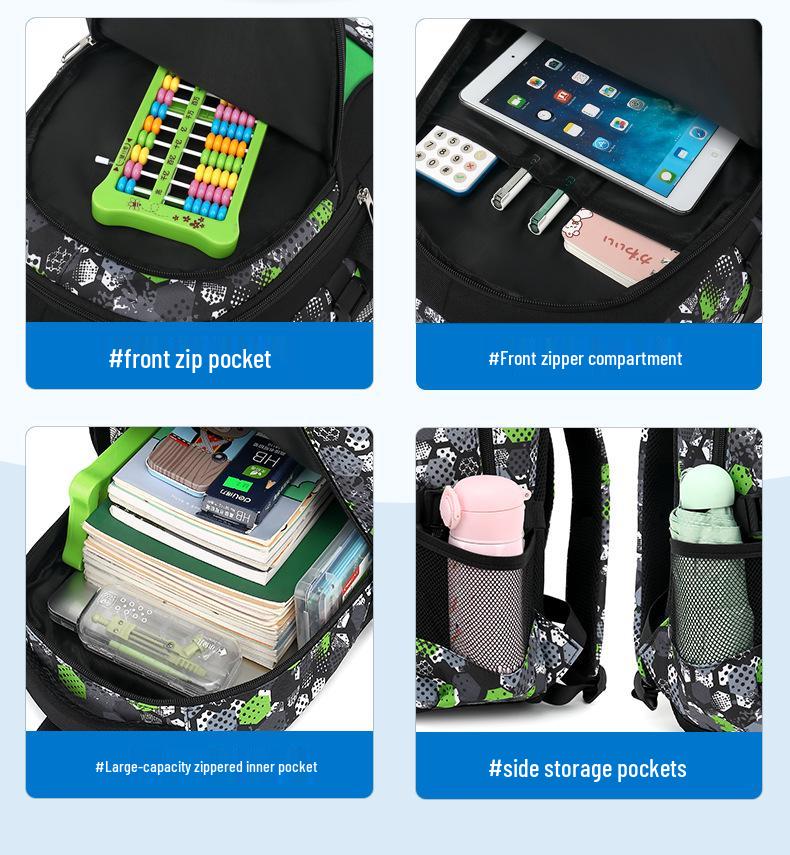 Large Capacity Cartoon Football Backpack for Primary Students - Durable, Multi-Compartment Schoolbag