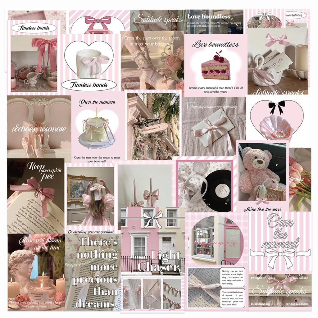 Various 30 Black and White Light Cream Series Sticker Packs Ins Style Creative Hand Account Decoration Material Pack Stickers