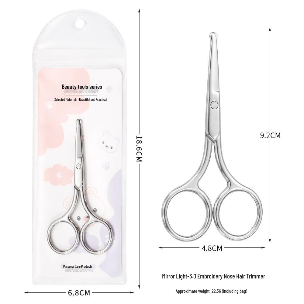 Round-Tip Stainless Steel Scissors Set: Men's Nose Hair Trimmer & Eyebrow Scissors