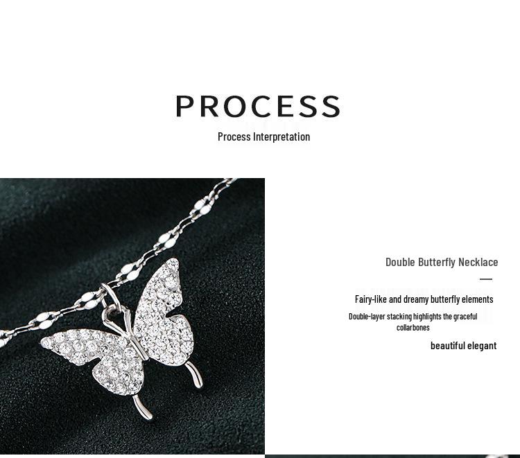 Collar de Mariposa Dulce de Doble Capa Estilo Coreano para Mujer - Cadena para Clavícula Retro de Moda, Joyería Elegante y Moderna