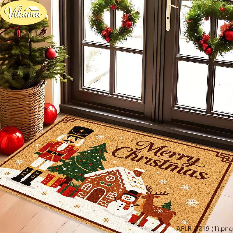 Merry Christmas Doormat, Non-Slip, Absorbent Nutcracker Rug, Entryway Doormat, Christmas Home Decor