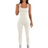 Sexy Jumpsuits Autumn Knitted One Piece Overalls Solid Color Square Neck Sleeveless Lift Up Hip Slim Women Jumpsuit
