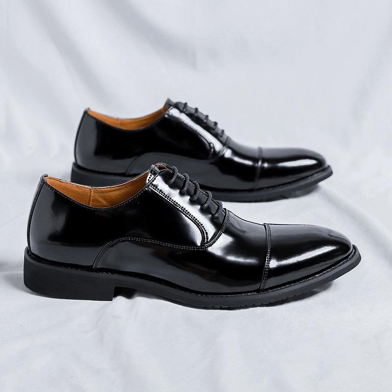 Fashion Leisure Walk Male Sneakers Elegantes PU Leather Men Casual Shoes Business Work Office Oxford Shoes Lace-up Formal Dress Footwear