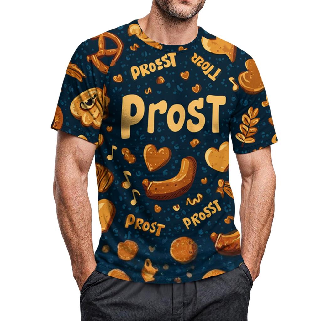 Men's Crew-neck Casual Printed Short-sleeved T-shirt Top