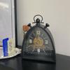 Antique Table Clock Retro Metal Silent Desktop Clocks Desk Clock with Rotating Gear Living Room Decoration and Accessories