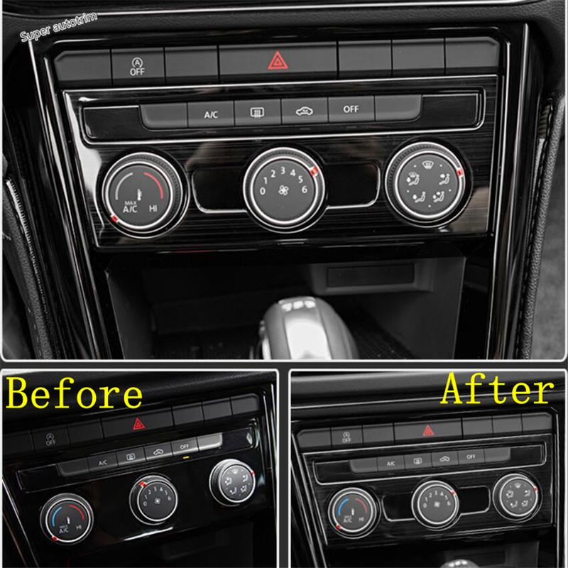 Window Lift Switch Panel Central Control Air Condition Cover Trim For Volkswagen T-Roc T Roc 2018 - 2025 Black Brushed Interior