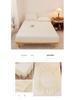 High-Quality Washed Cotton Solid Color Fitted Sheet with Pillowcase, Bedspread, and Dustproof Bed Cover