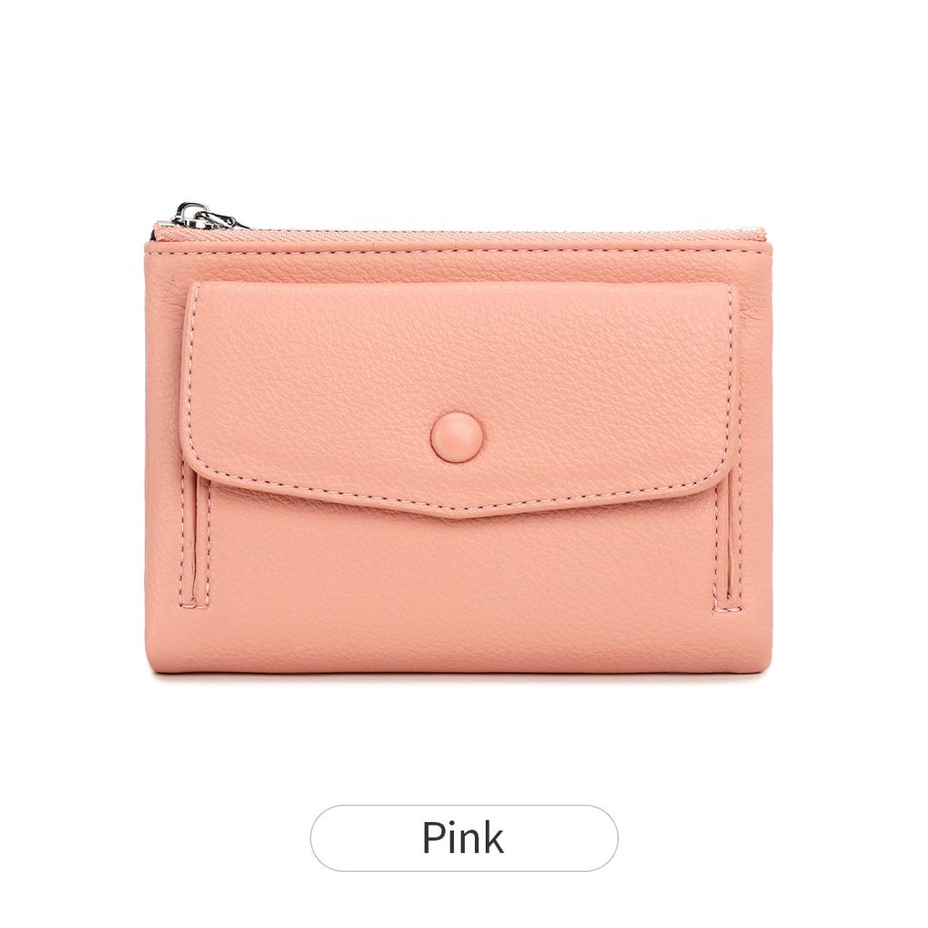 Women's wallet PU leather short double zippered wallet simple solid color large capacity credit card holder bag with coin pocket