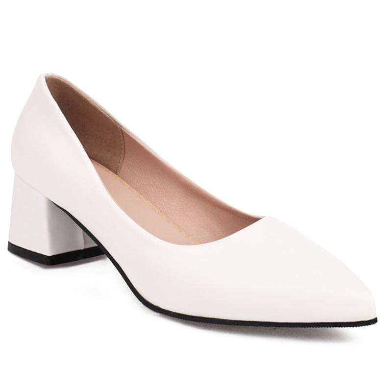 

Червоні Жіночі Туфлі-Човники на Низькому Каблуці 2025 Модні Чорні Білі Рожеві Короткокаблучні Туфлі для Вечірки Весілля Офісу Жіночі Великого Розміру 45 39 білий