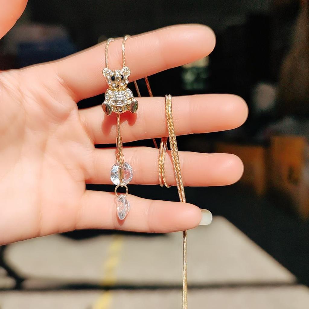 Koreanischer Schlichter Stil Langer Pullover Quastenanhänger Halskette