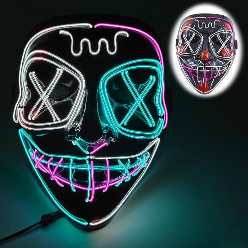 Halloween Mask Flashing Cosplay LED Vendetta Mask Anonymous Mask Halloween Christmas Party Gift for Adult Kids Film Cosplay Mask