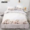 Lovely Animal 3D Bedding Sets White Duvet Quilt Cover Set Comforter Bed Linen Pillowcase King Queen 200*220cm Size Dogs Pets Dog